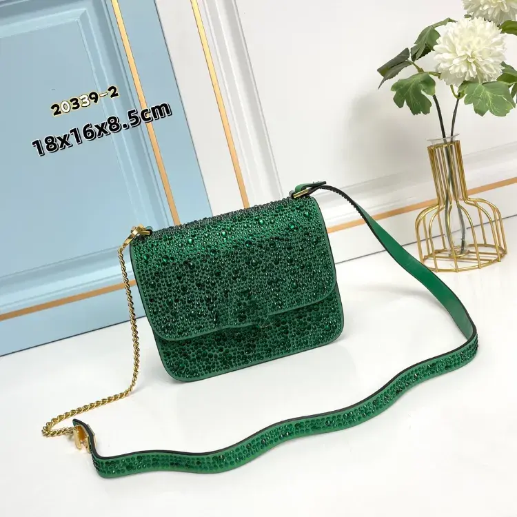 Diamond-Encrusted Shoulder Crossbody Bag