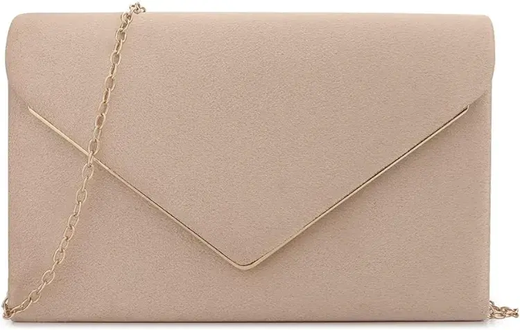 AbcBagPro Clutch Purse for Women Evening Bags Handbags for Wedding Party Cocktail Prom Faux Suede Crossbody Shoulder Bag, Nude